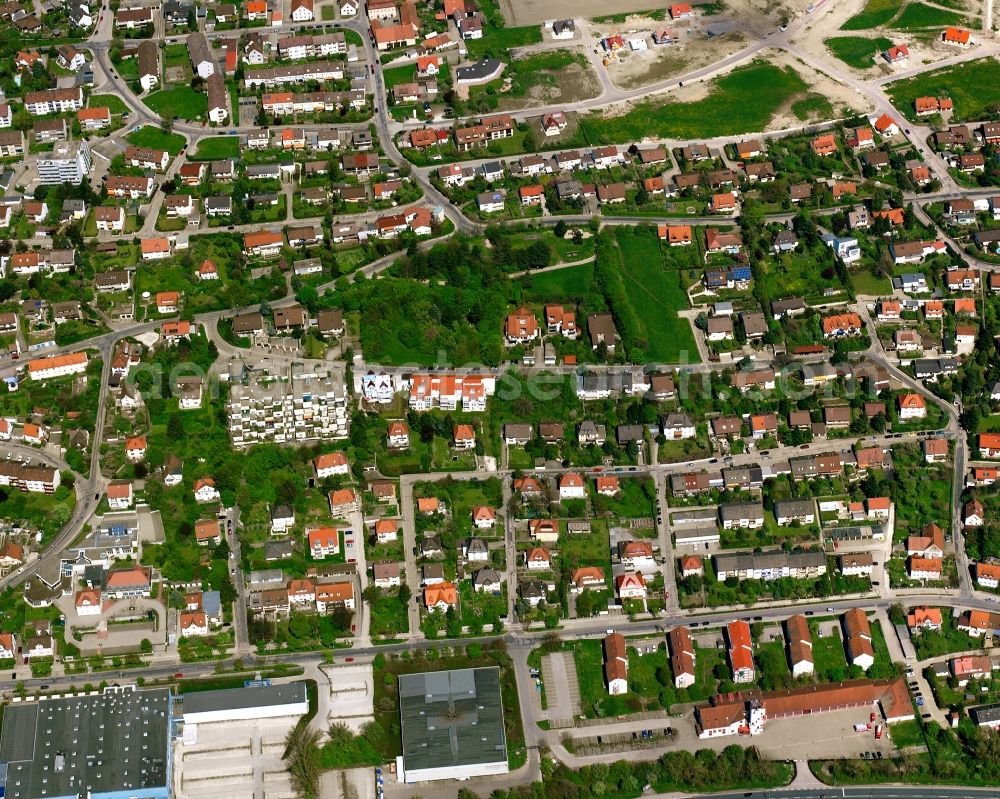 Eyb from the bird's eye view: Residential area - mixed development of a multi-family housing estate and single-family housing estate in Eyb in the state Bavaria, Germany