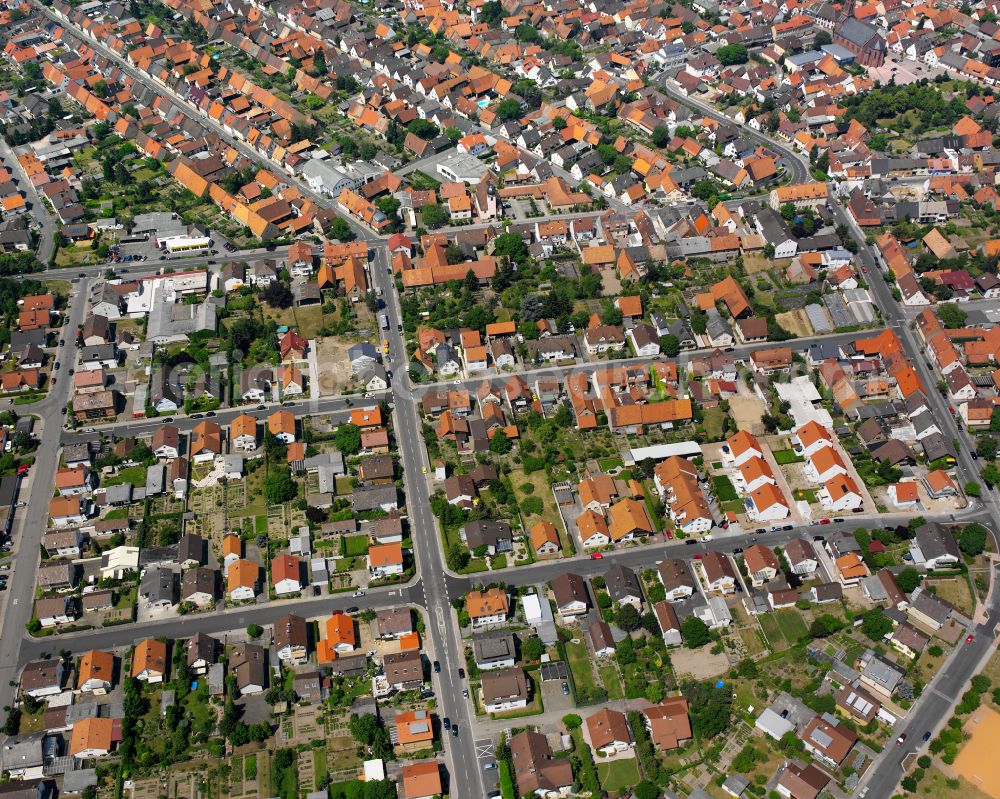 Graben from above - Residential area - mixed development of a multi-family housing estate and single-family housing estate in Graben in the state Baden-Wuerttemberg, Germany