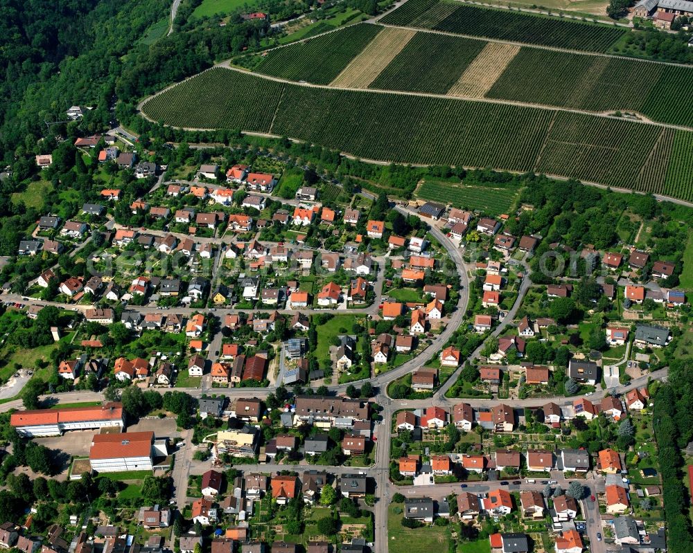Aerial image Gundelsheim - Residential area - mixed development of a multi-family housing estate and single-family housing estate in Gundelsheim in the state Baden-Wuerttemberg, Germany