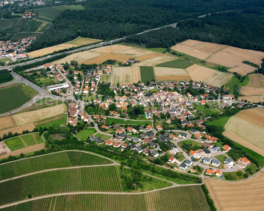 Aerial photograph Happenbach - Residential area - mixed development of a multi-family housing estate and single-family housing estate in Happenbach in the state Baden-Wuerttemberg, Germany