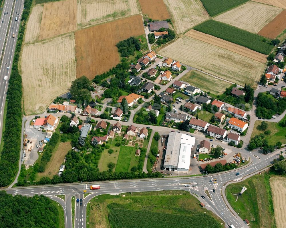 Happenbach from above - Residential area - mixed development of a multi-family housing estate and single-family housing estate in Happenbach in the state Baden-Wuerttemberg, Germany