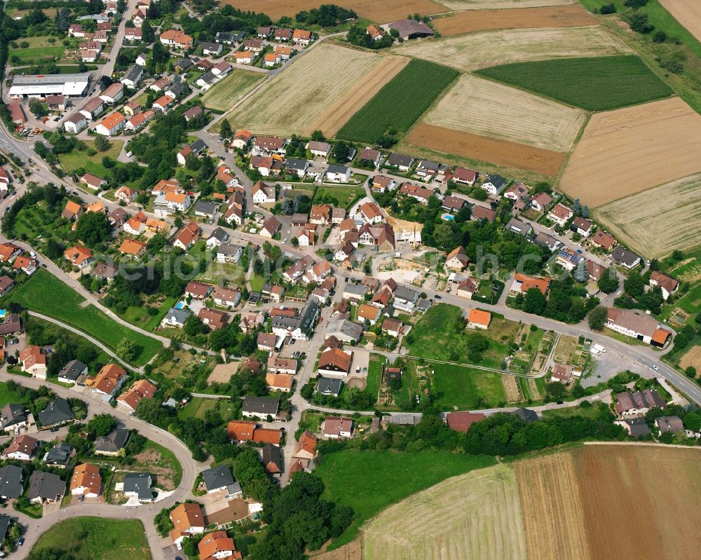 Happenbach from the bird's eye view: Residential area - mixed development of a multi-family housing estate and single-family housing estate in Happenbach in the state Baden-Wuerttemberg, Germany