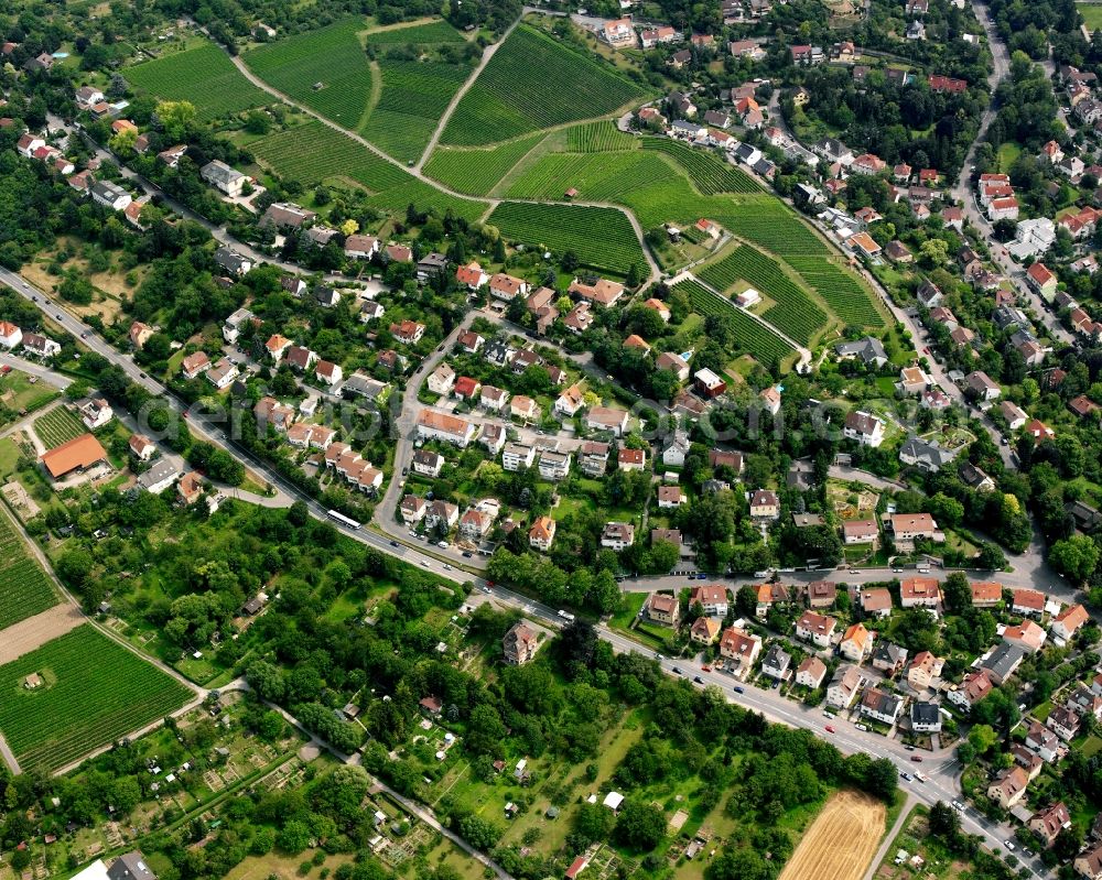 Heilbronn from above - Residential area - mixed development of a multi-family housing estate and single-family housing estate in Heilbronn in the state Baden-Wuerttemberg, Germany