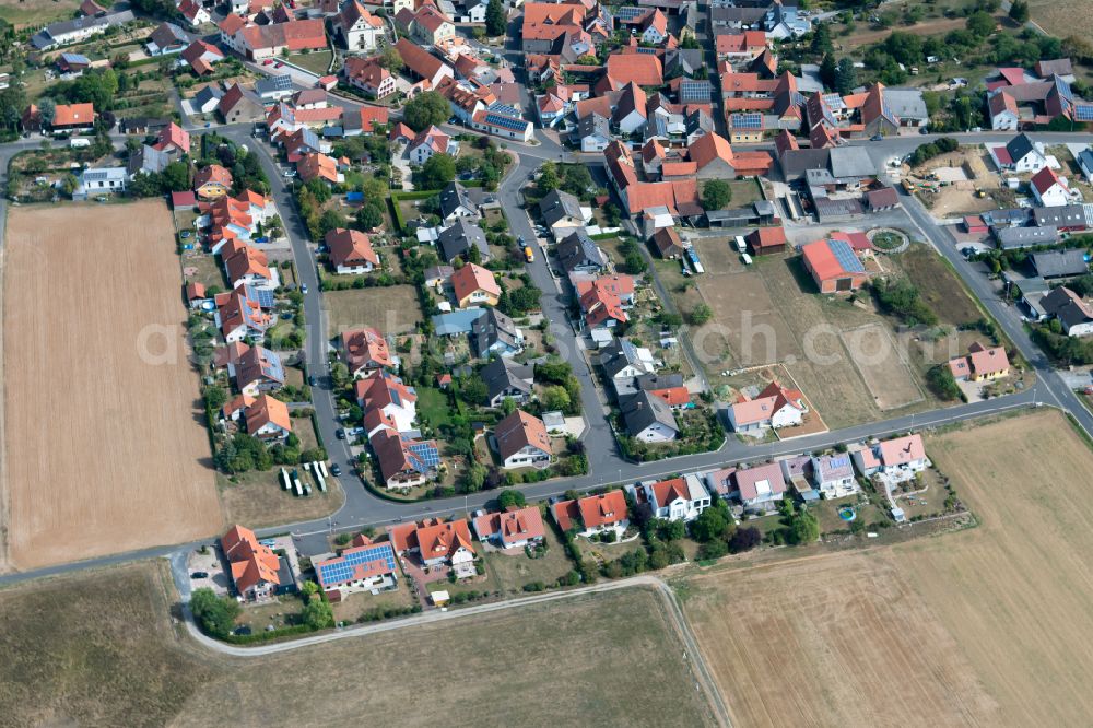Heßlar from above - Residential area - mixed development of a multi-family housing estate and single-family housing estate in Heßlar in the state Bavaria, Germany