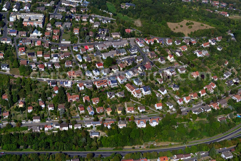 Hexenbruch from above - Residential area - mixed development of a multi-family housing estate and single-family housing estate in Hexenbruch in the state Bavaria, Germany