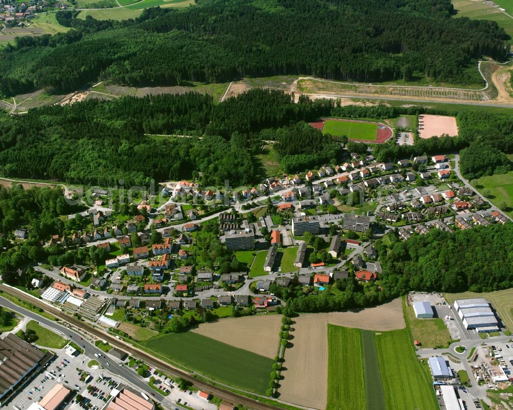 Laufenburg from above - Residential area - mixed development of a multi-family housing estate and single-family housing estate on Hochstrasse in Laufenburg in the state Baden-Wuerttemberg, Germany
