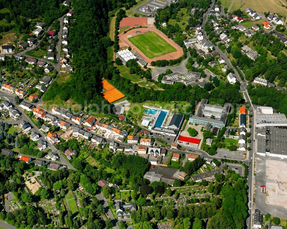 Aerial photograph Kirn - Residential area - mixed development of a multi-family housing estate and single-family housing estate in Kirn in the state Rhineland-Palatinate, Germany