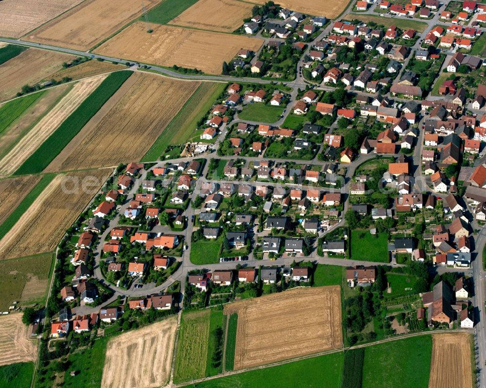 Aerial image Kochertürn - Residential area - mixed development of a multi-family housing estate and single-family housing estate in Kochertürn in the state Baden-Wuerttemberg, Germany