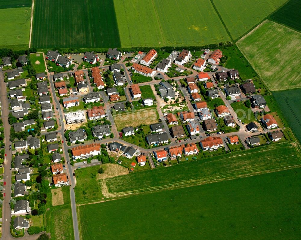 Aerial photograph Linter - Residential area - mixed development of a multi-family housing estate and single-family housing estate in Linter in the state Hesse, Germany