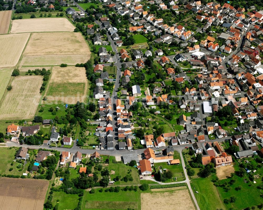Lützellinden from above - Residential area - mixed development of a multi-family housing estate and single-family housing estate in Lützellinden in the state Hesse, Germany