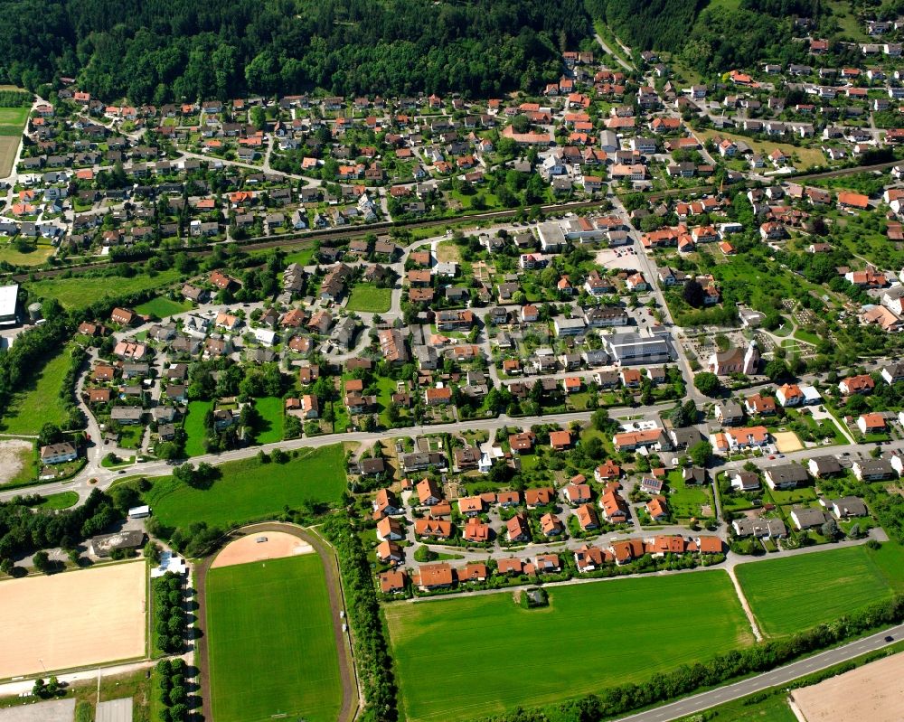 Aerial photograph Metteberberg - Residential area - mixed development of a multi-family housing estate and single-family housing estate in Metteberberg in the state Baden-Wuerttemberg, Germany