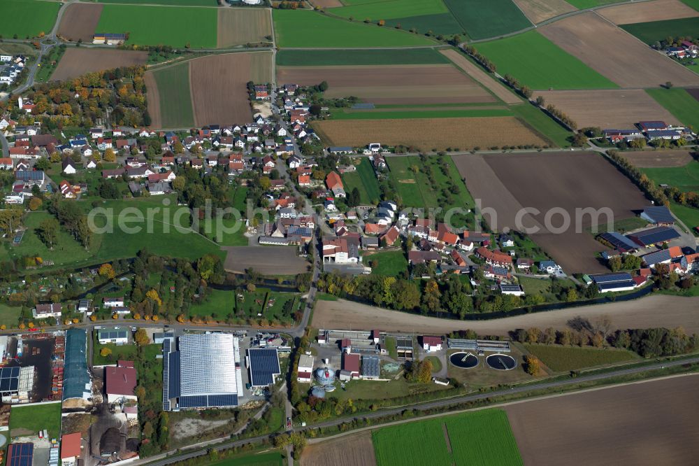 Aerial image Langenau - Residential area - mixed development of a multi-family housing estate and single-family housing estate on Muehlgasse in Langenau in the state Baden-Wuerttemberg, Germany