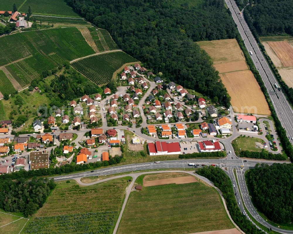 Aerial photograph Oberheinriet - Residential area - mixed development of a multi-family housing estate and single-family housing estate in Oberheinriet in the state Baden-Wuerttemberg, Germany