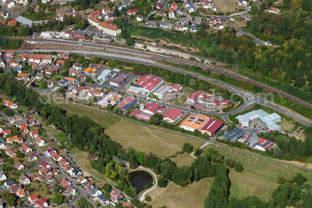 Aerial photograph Partenstein - Residential area - mixed development of a multi-family housing estate and single-family housing estate in Partenstein in the state Bavaria, Germany