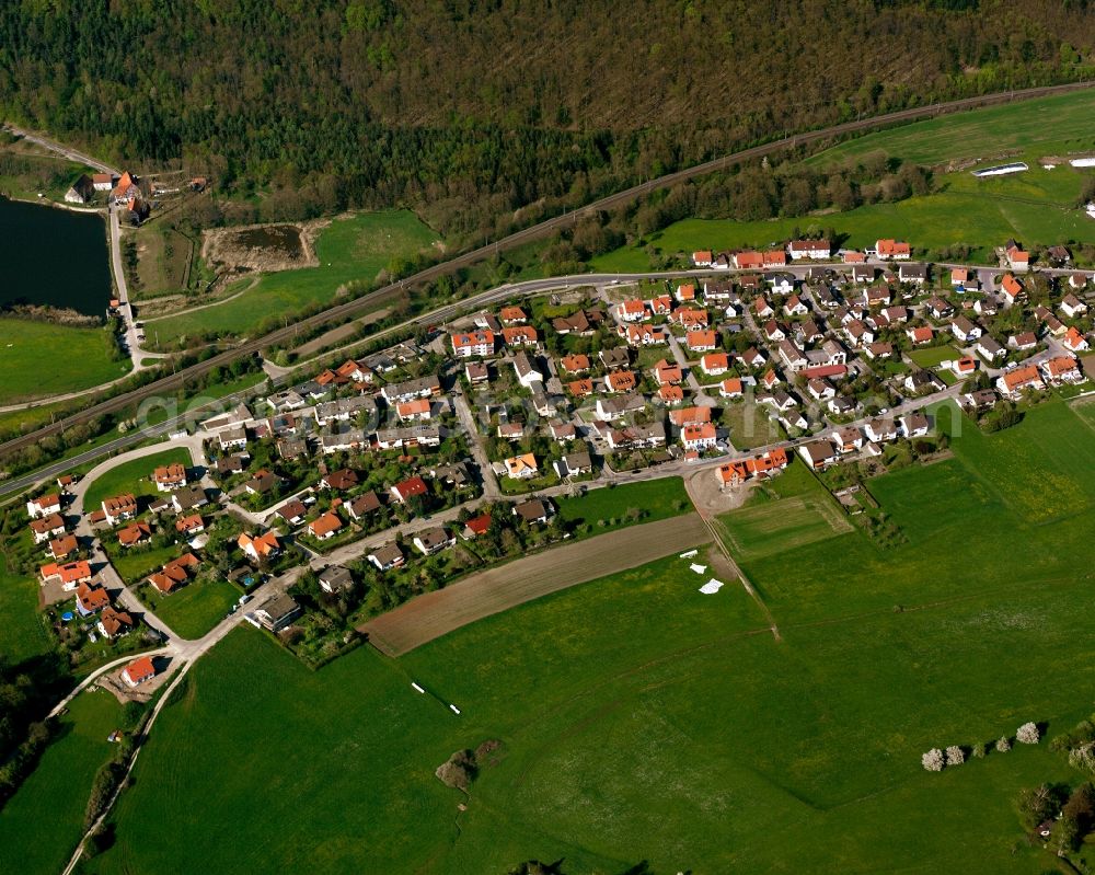 Aerial image Schalkhausen - Residential area - mixed development of a multi-family housing estate and single-family housing estate in Schalkhausen in the state Bavaria, Germany