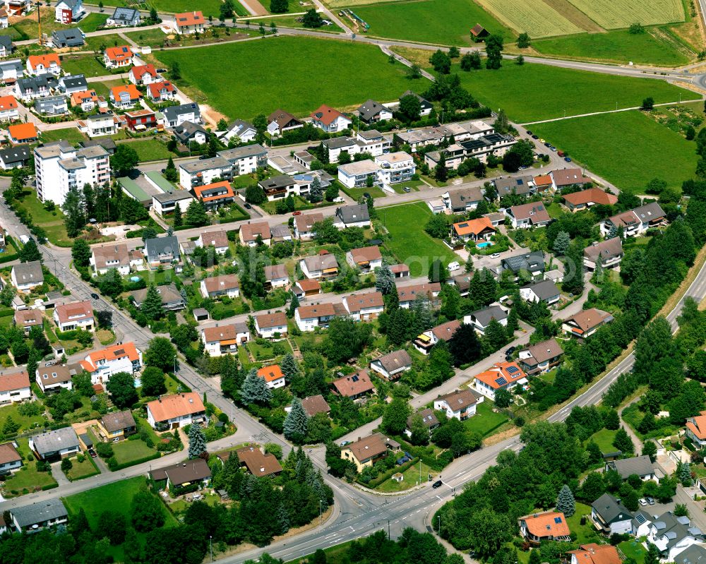 Aerial photograph Sickenhausen - Residential area - mixed development of a multi-family housing estate and single-family housing estate in Sickenhausen in the state Baden-Wuerttemberg, Germany