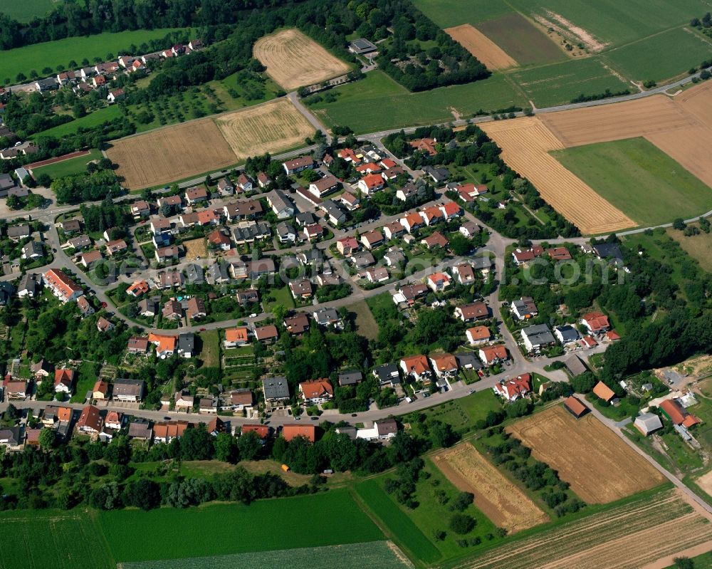 Aerial photograph Untergriesheim - Residential area - mixed development of a multi-family housing estate and single-family housing estate in Untergriesheim in the state Baden-Wuerttemberg, Germany