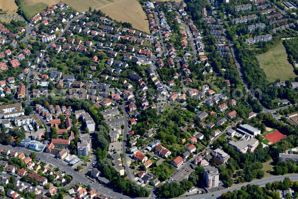 Versbach from the bird's eye view: Residential area - mixed development of a multi-family housing estate and single-family housing estate in Versbach in the state Bavaria, Germany