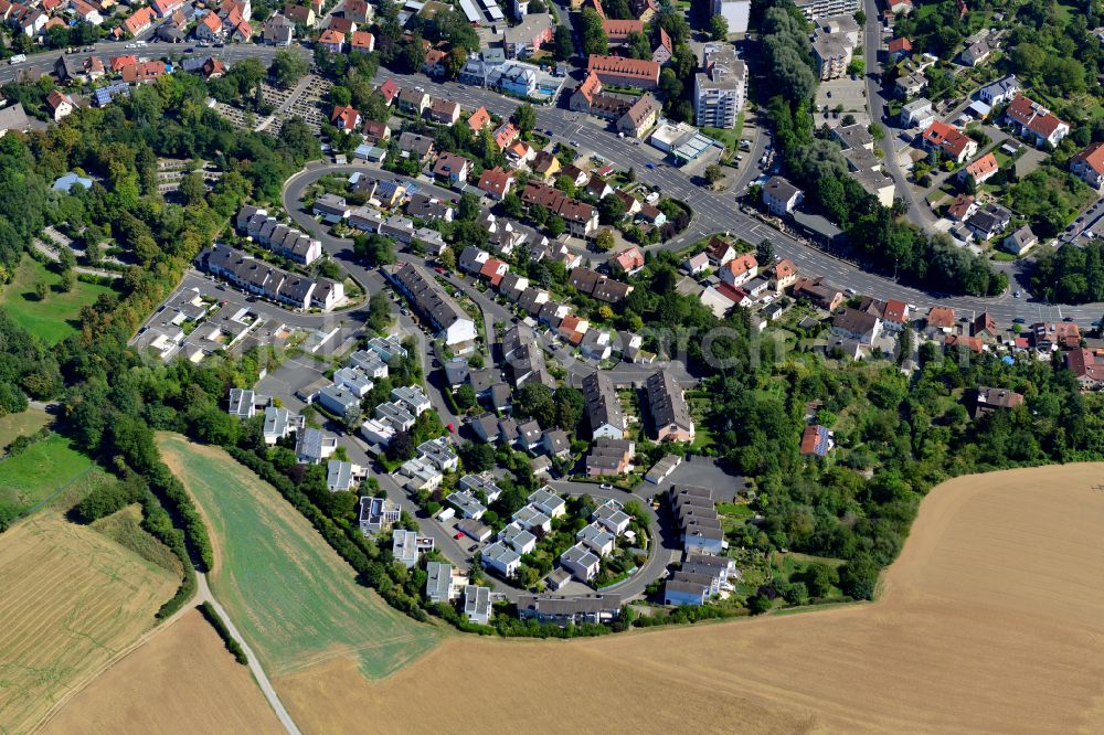 Aerial image Versbach - Residential area - mixed development of a multi-family housing estate and single-family housing estate in Versbach in the state Bavaria, Germany