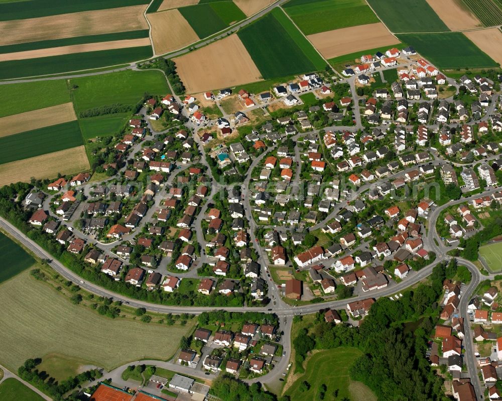 Aerial image Weiler zum Stein - Residential area - mixed development of a multi-family housing estate and single-family housing estate in Weiler zum Stein in the state Baden-Wuerttemberg, Germany