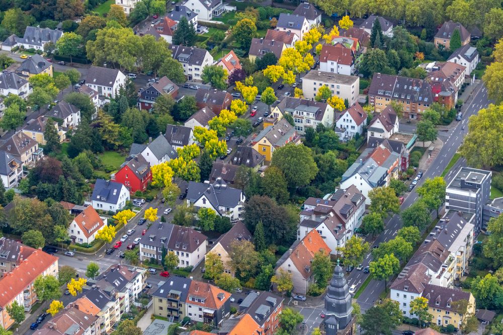 Aerial image Wiemelhausen - Residential area - mixed development of a multi-family housing estate and single-family housing estate in Wiemelhausen in the state North Rhine-Westphalia, Germany