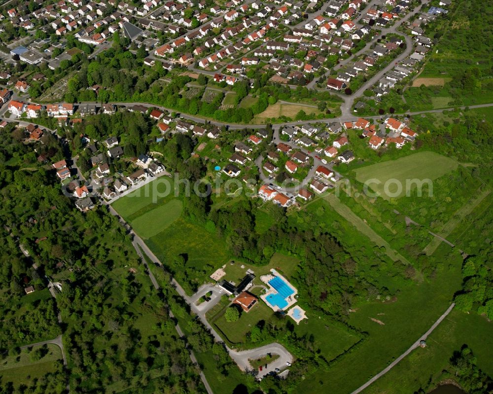 Winterbach from above - Residential area - mixed development of a multi-family housing estate and single-family housing estate in Winterbach in the state Baden-Wuerttemberg, Germany