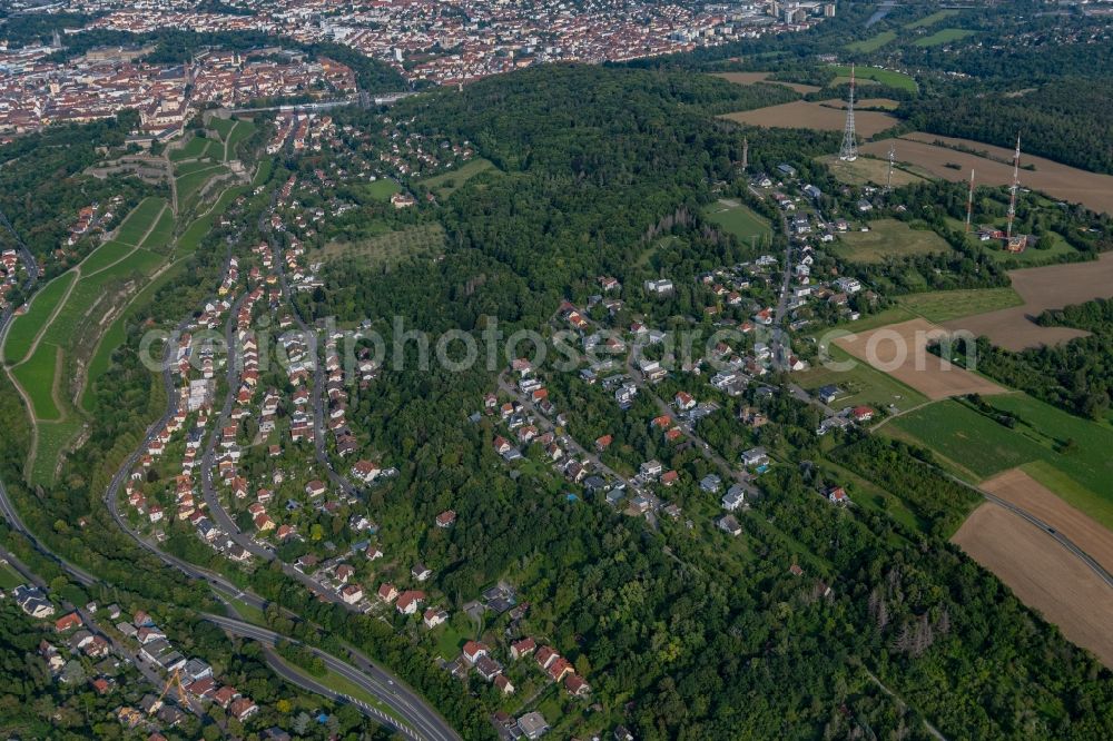 Aerial photograph Würzburg - Residential area - mixed development of a multi-family housing estate and single-family housing estate on Winterleitenweg in the district Steinbachtal in Wuerzburg in the state Bavaria, Germany