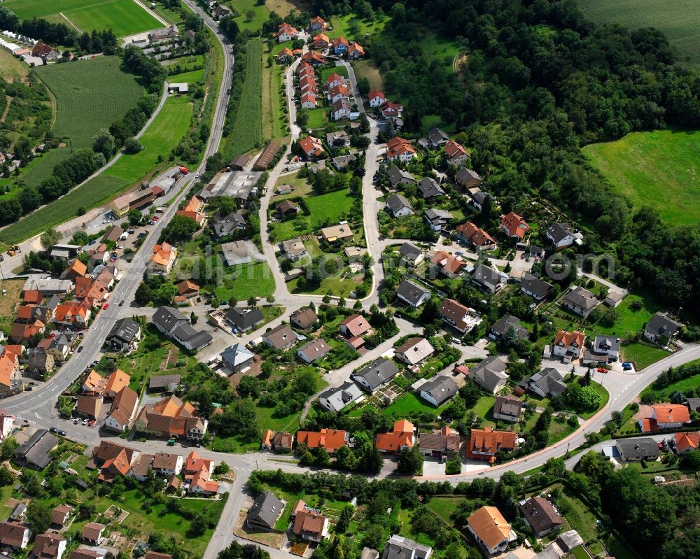 Aerial photograph Zaberfeld - Residential area - mixed development of a multi-family housing estate and single-family housing estate in Zaberfeld in the state Baden-Wuerttemberg, Germany