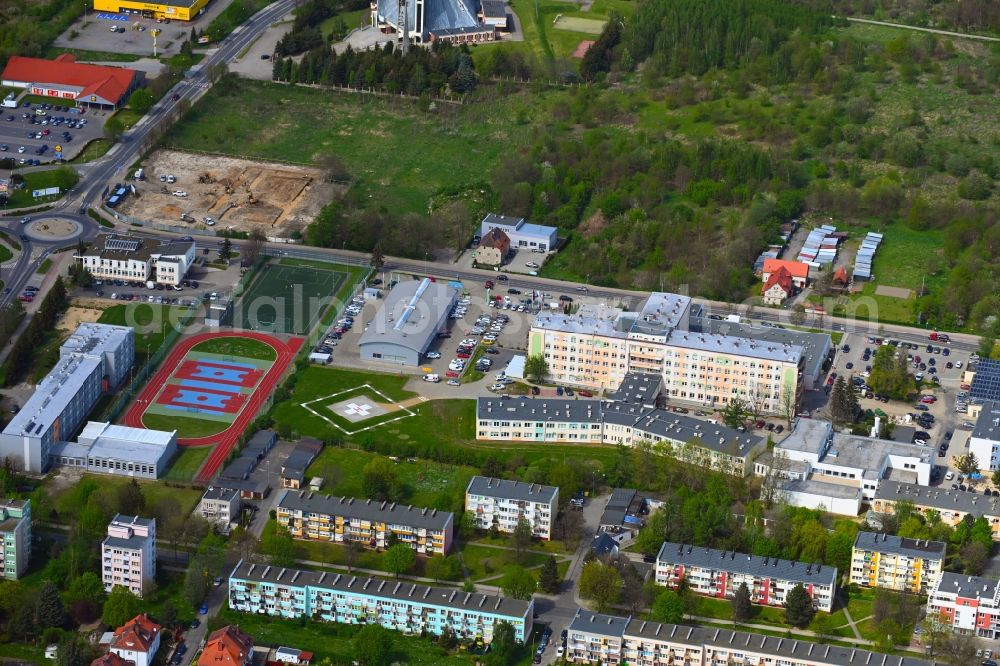 Aerial image Zgorzelec - Gerltsch - Residential area a row house settlement on Broniewskiego in Zgorzelec - Gerltsch in Dolnoslaskie - Niederschlesien, Poland