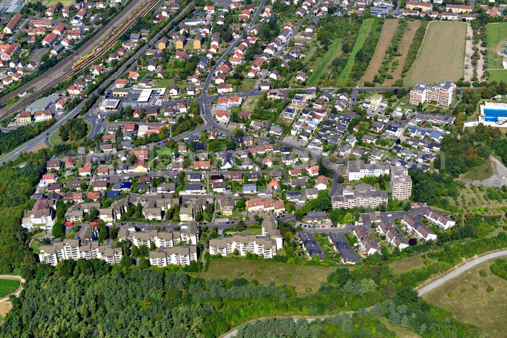 Aerial photograph Gadheim - Residential area a row house settlement in Gadheim in the state Bavaria, Germany