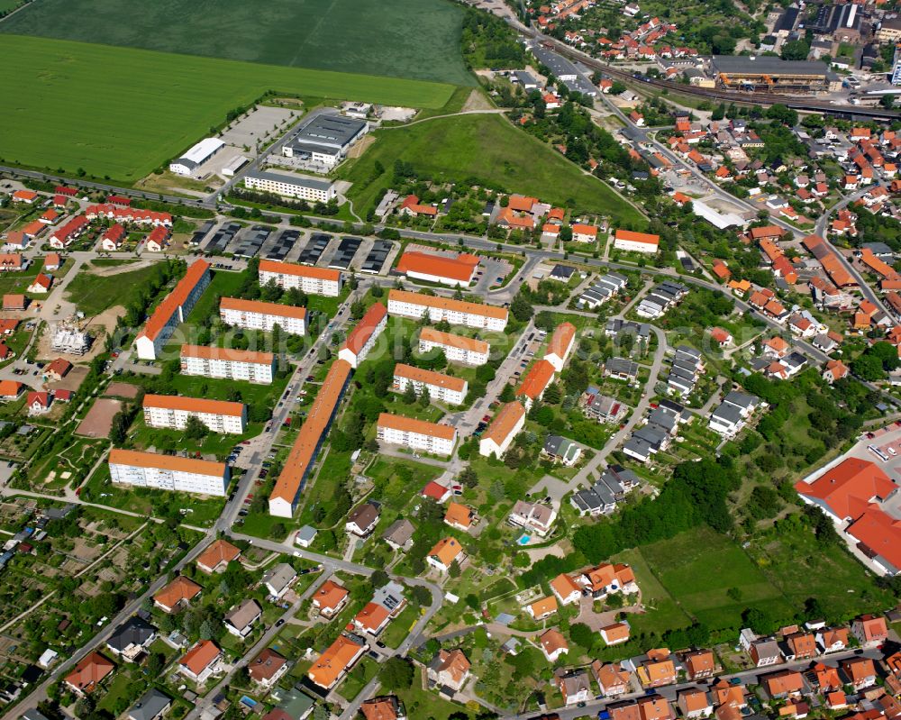 Ilsenburg (Harz) from the bird's eye view: Residential area a row house settlement in Ilsenburg (Harz) in the Harz in the state Saxony-Anhalt, Germany