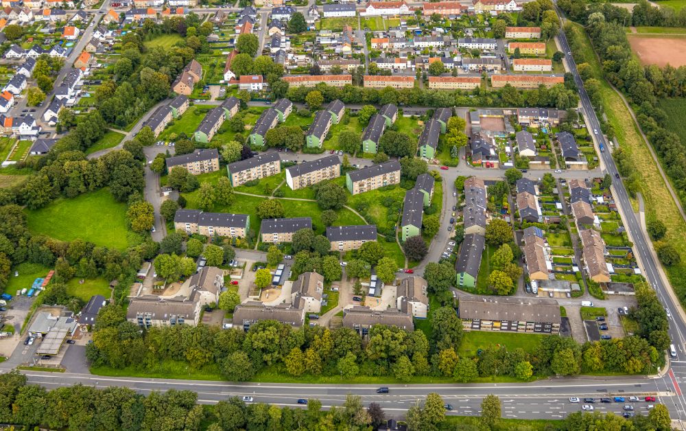 Innenstadt from above - Multi-family residential area in the form of a row house settlement in Innenstadt in the state North Rhine-Westphalia, Germany