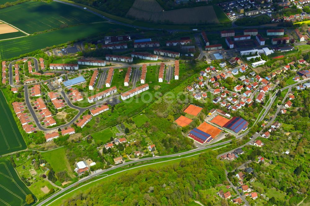 Aerial photograph Kitzingen - Residential area a row house settlement in Kitzingen in the state Bavaria, Germany