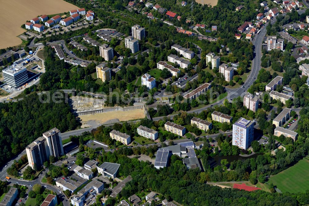 Lengfeld from above - Residential area a row house settlement in Lengfeld in the state Bavaria, Germany