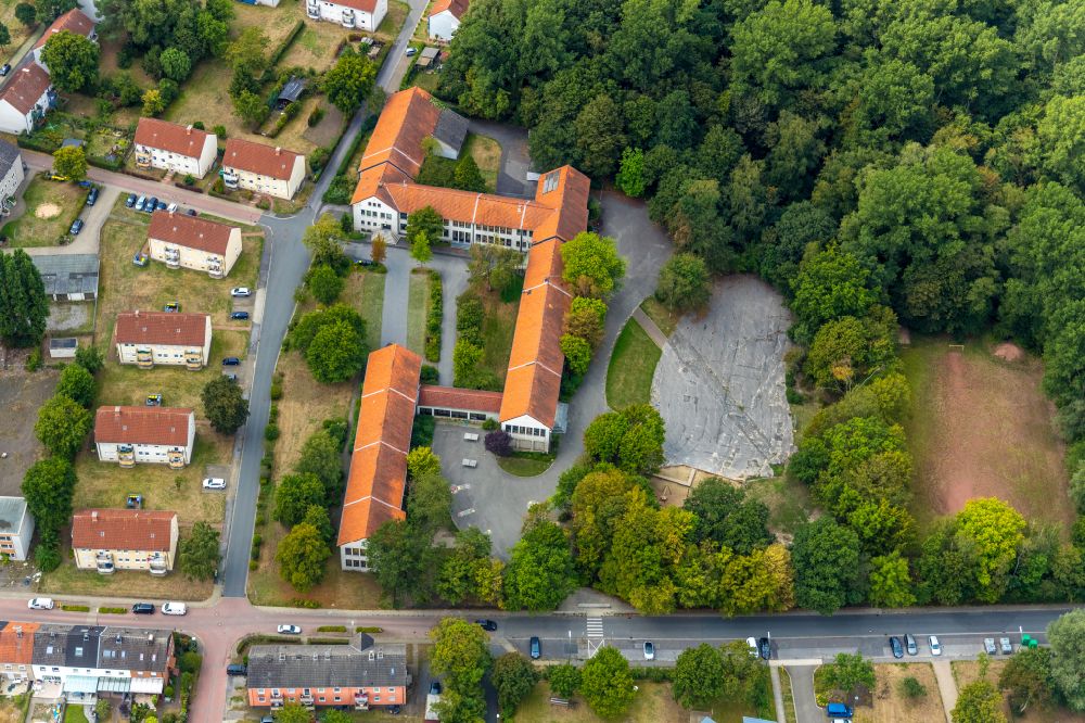 Aerial photograph Oberaden - Residential area a row house settlement in Oberaden in the state North Rhine-Westphalia, Germany