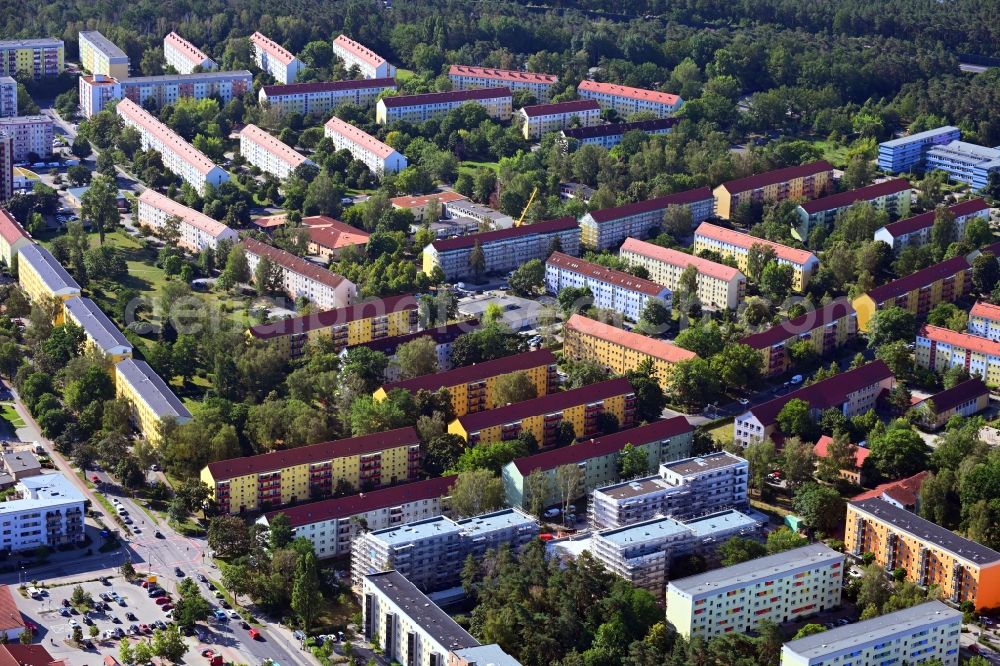 Ludwigsfelde from the bird's eye view: Residential area a row house settlement along the Salvador-Allende-Strasse in the district Siethen in Ludwigsfelde in the state Brandenburg, Germany