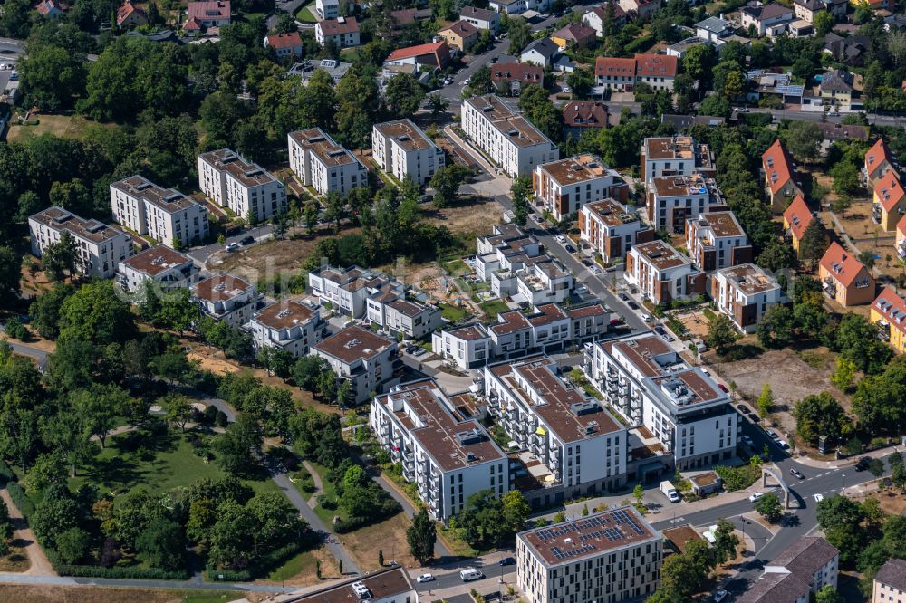 Würzburg from above - Residential area of the terraced housing estate of the project PICK-UP-GARDEN on Dr. -Georg-Fuchs-Strasse - Athanasius-Kircher-Strasse in the district Frauenland in Wuerzburg in the state Bavaria, Germany