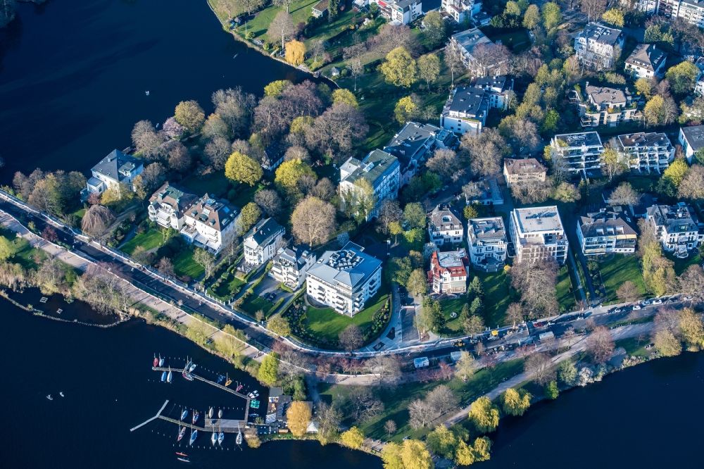 Aerial image Hamburg - Residential area Schoene Aussicht on the Outer Alster in the Uhlenhorst district in Hamburg, Germany