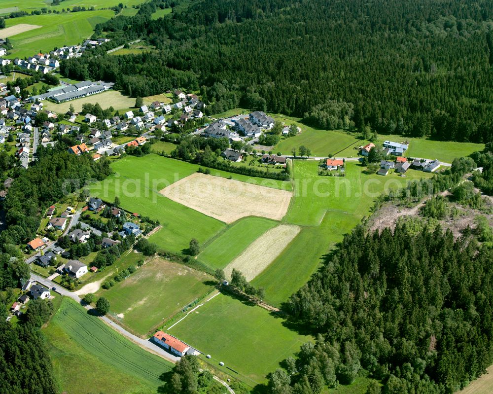Zell im Fichtelgebirge from above - Residential areas on the edge of forest areas in Zell im Fichtelgebirge in the state Bavaria, Germany