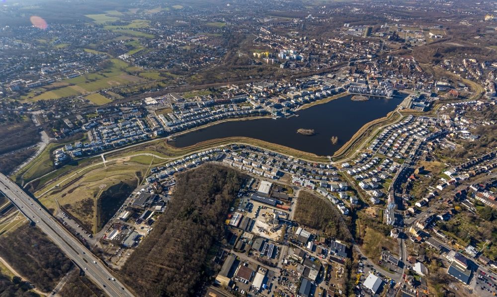 Dortmund from the bird's eye view: Development area on lake Phoenix See in Dortmund in the state North Rhine-Westphalia