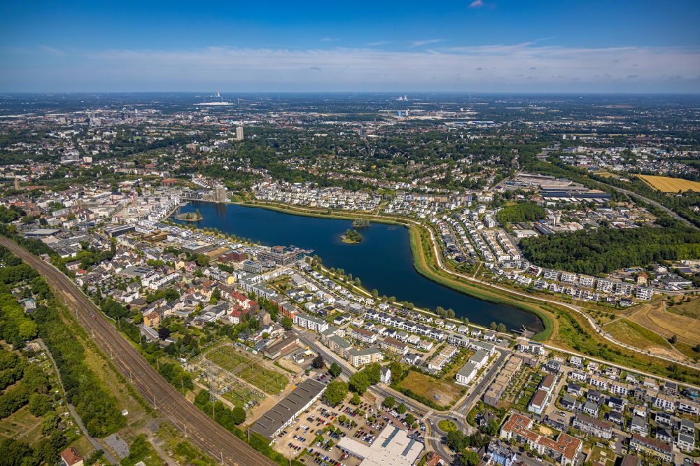 Dortmund from above - Development area on lake Phoenix See in Dortmund in the state North Rhine-Westphalia