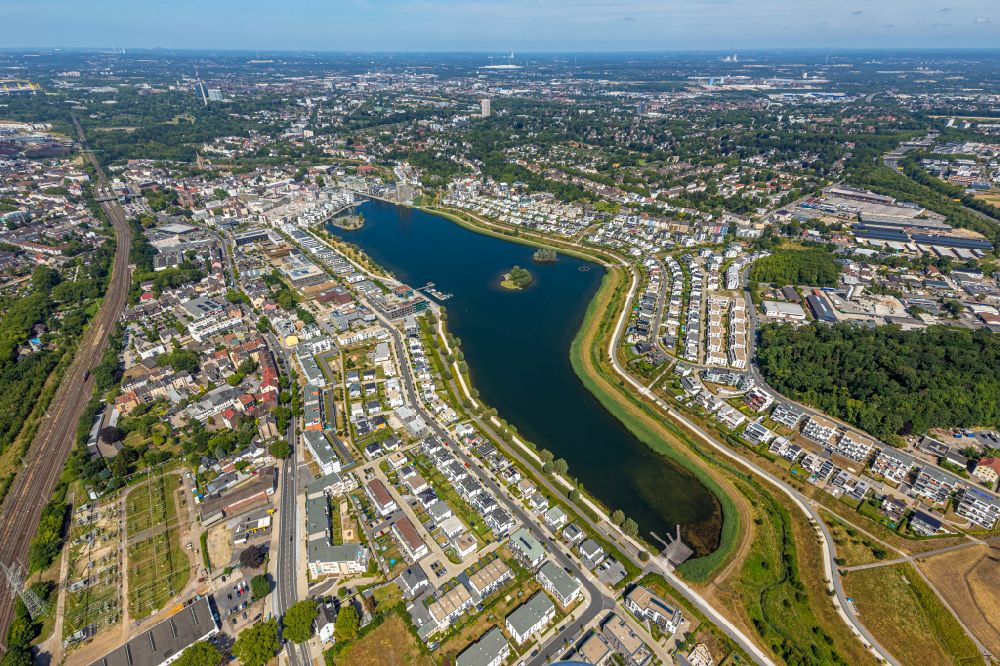 Aerial image Dortmund - Development area on lake Phoenix See in Dortmund at Ruhrgebiet in the state North Rhine-Westphalia