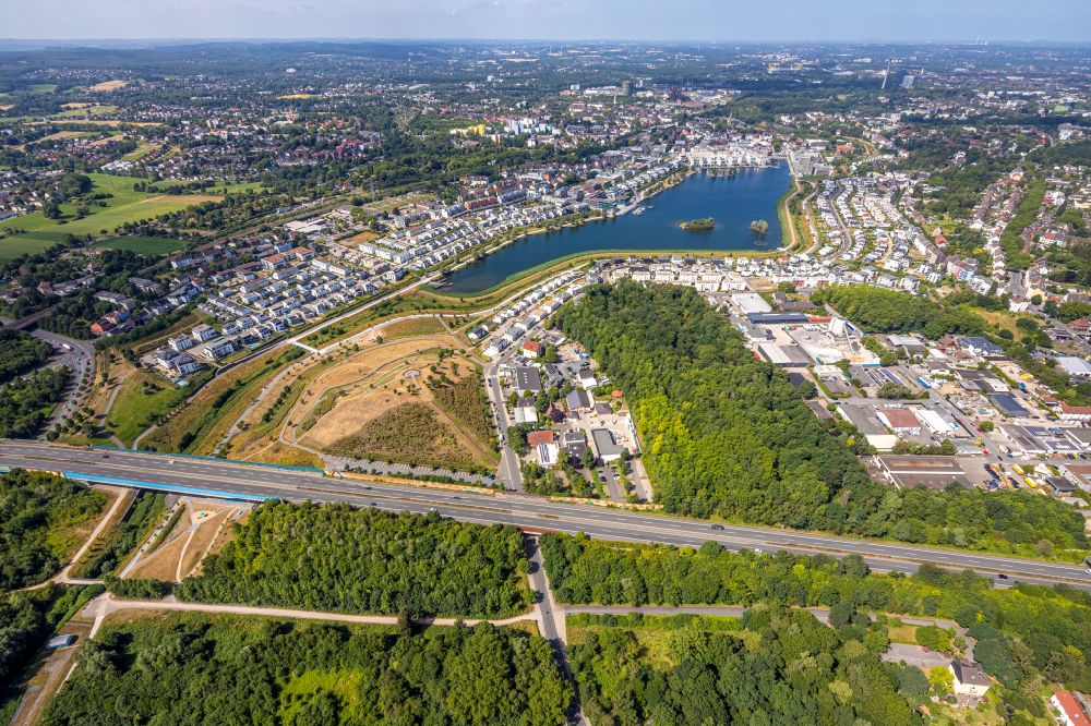 Dortmund from above - Development area on lake Phoenix See in Dortmund in the state North Rhine-Westphalia