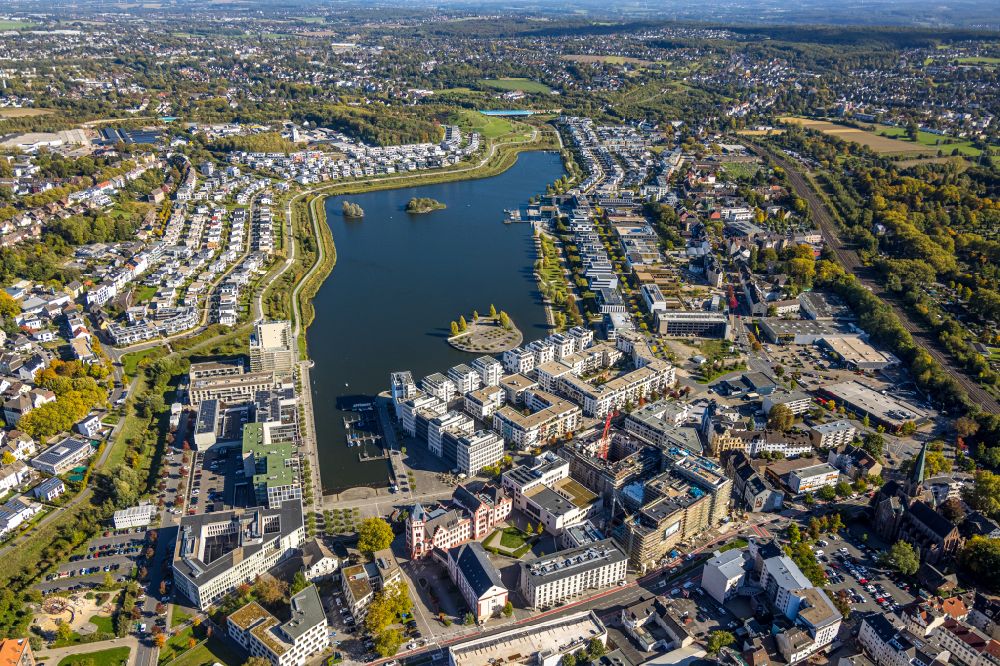 Aerial image Dortmund - Development area on lake Phoenix See in Dortmund in the state North Rhine-Westphalia