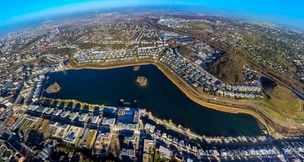 Aerial photograph Dortmund - development area on lake Phoenix See in Dortmund at Ruhrgebiet in the state North Rhine-Westphalia