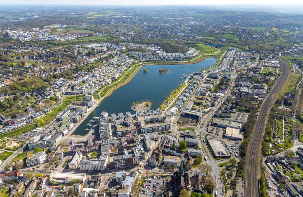 Aerial image Dortmund - District around the Phoenixsee in the city in the district Hoerde in Dortmund in the state North Rhine-Westphalia, Germany