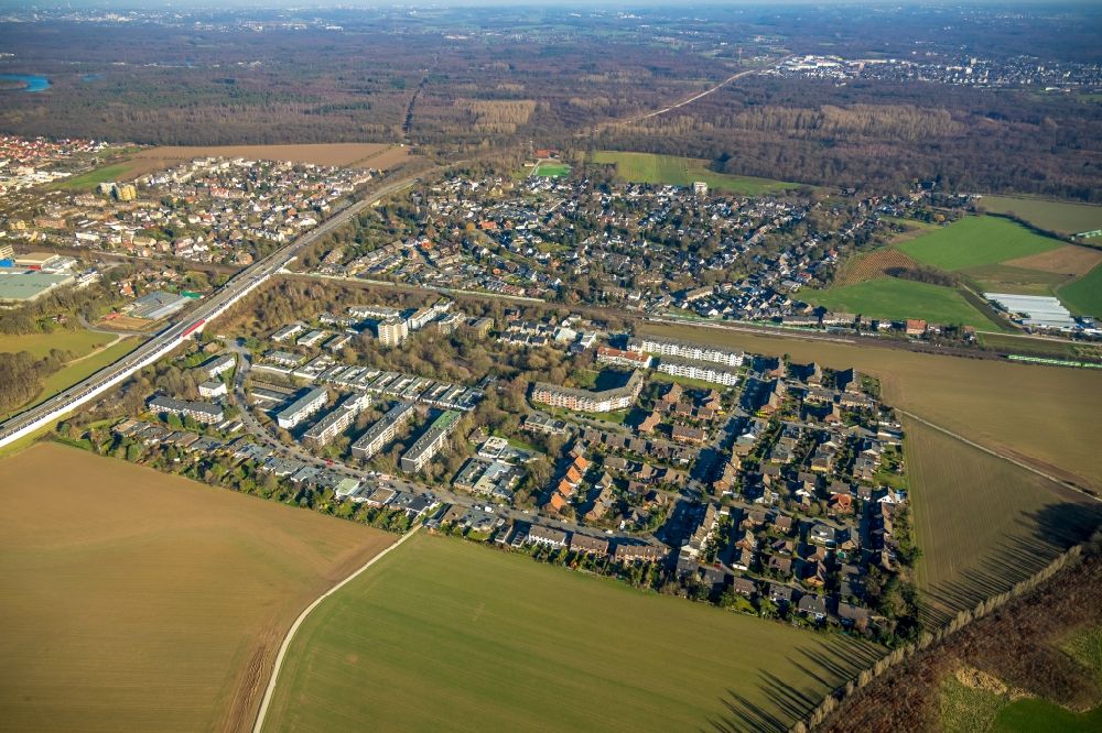 Aerial photograph Duisburg - Settlement Am Boellert - Zur Kaffeehoett in Duisburg in the state North Rhine-Westphalia, Germany