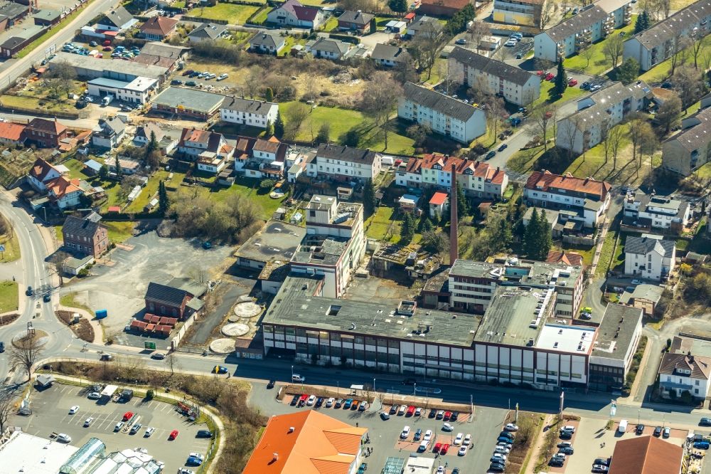 Aerial image Bad Wildungen - Settlement on Industriegelaende in of Itzelstrasse in Bad Wildungen in the state Hesse, Germany