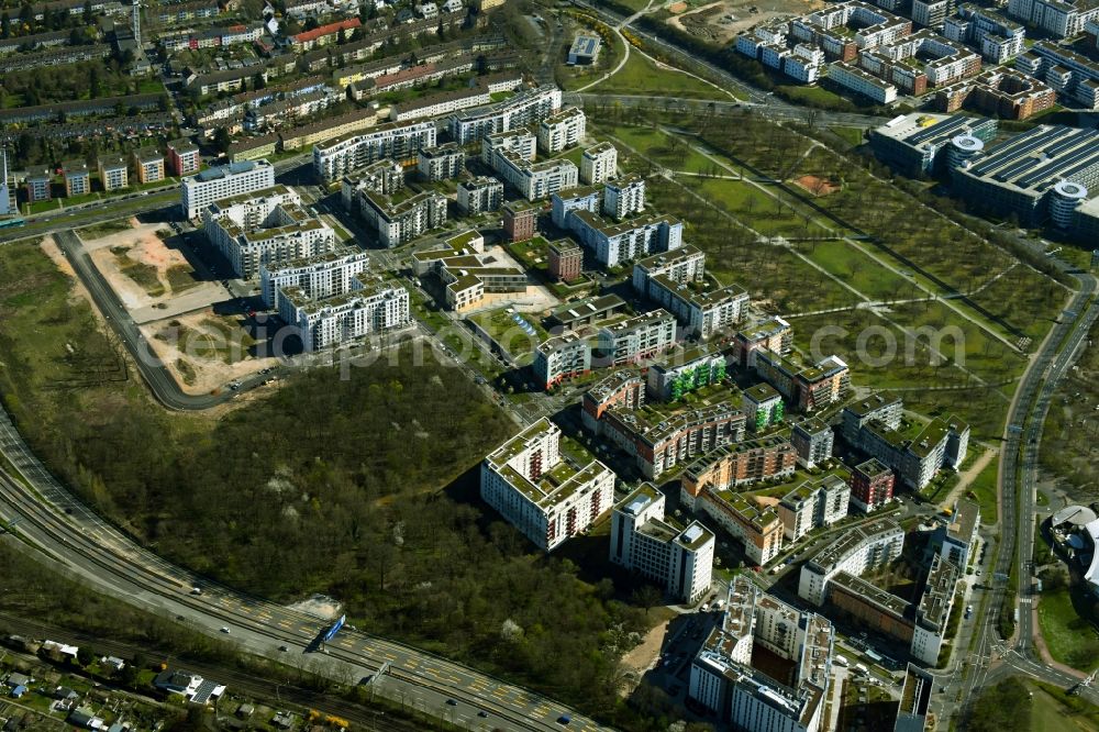 Aerial image Frankfurt am Main - Housing development Rebstockpark with streets and houses in the district of Bockenheim in Frankfurt am Main in the state of Hesse, Germany