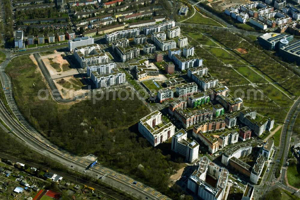 Aerial photograph Frankfurt am Main - Housing development Rebstockpark with streets and houses in the district of Bockenheim in Frankfurt am Main in the state of Hesse, Germany